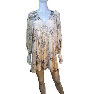 Beyond the Radar Mini Light Yellow Floral Dress Size Small Boho Western NWT